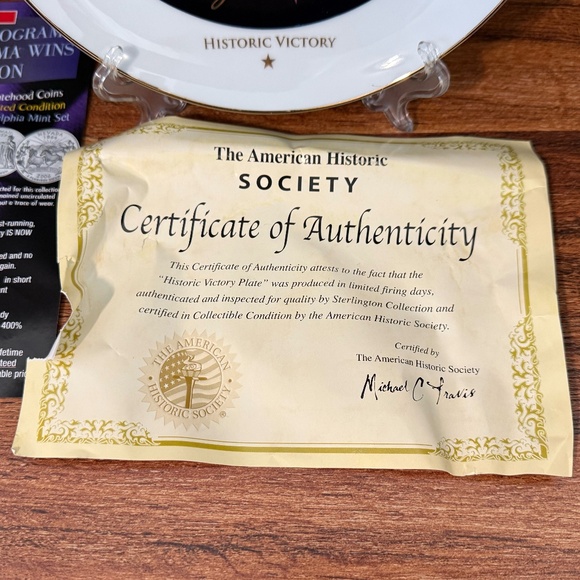 THE AMERICAN HISTORIC SOCIETY Collectable Plate President Obama - Picture 6 of 7